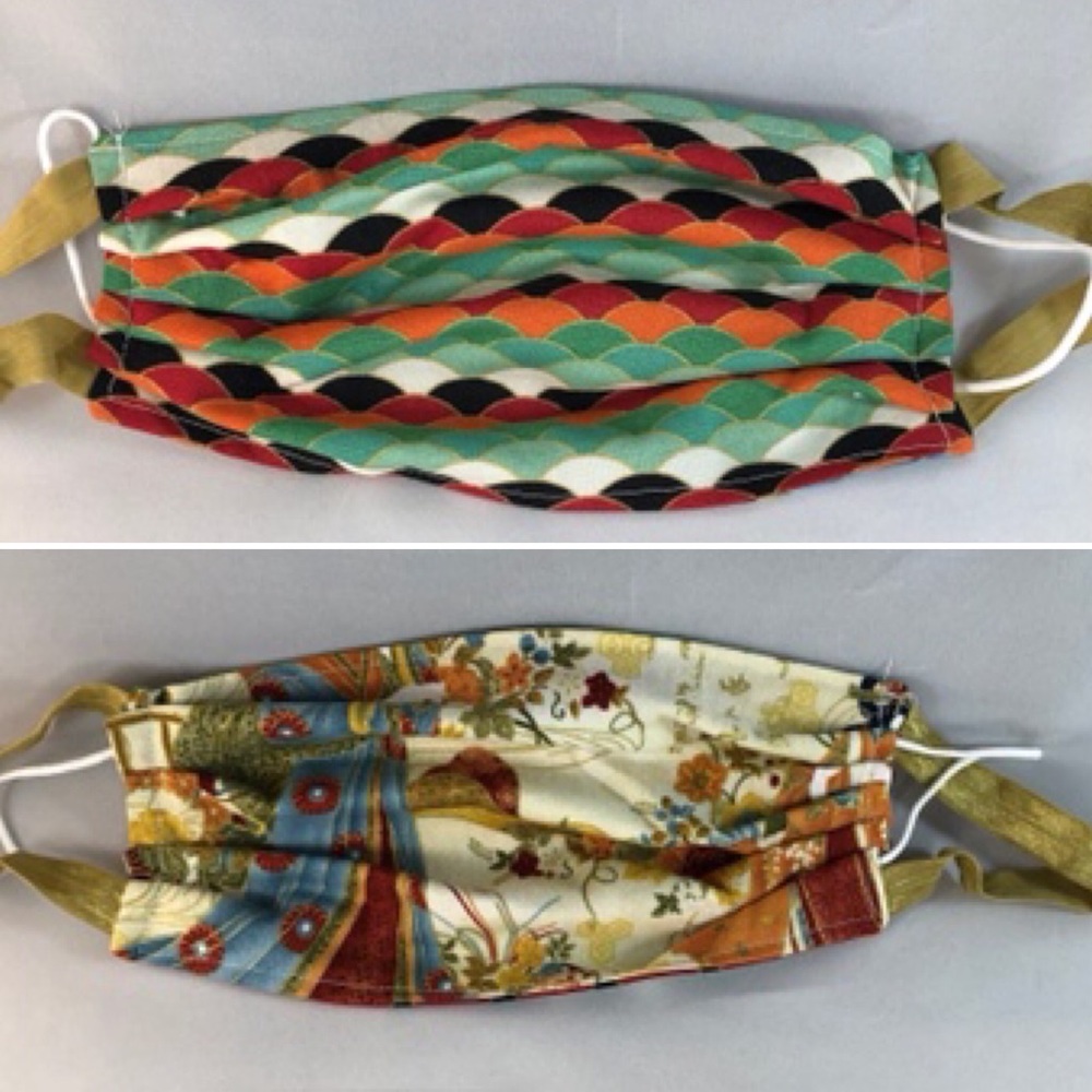 Two sided handsewn face mask with nose wire